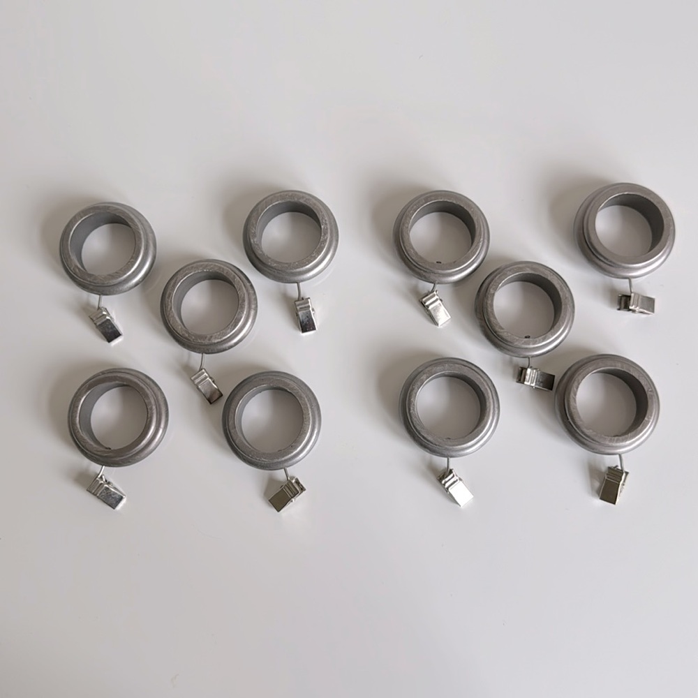 Wood Curtain Clip Rings set of 10 in sliver finish